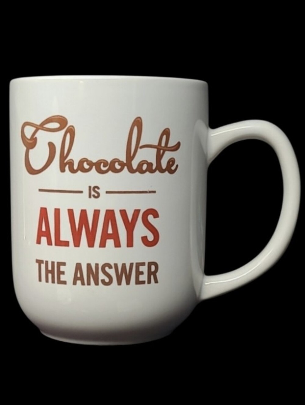White,Red & Chocolate Mug - Chocolate is Always the Answer - Royal Norfolk